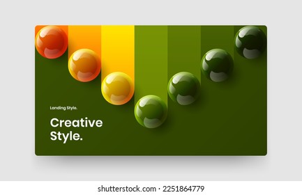 Trendy landing page design vector illustration. Fresh realistic spheres annual report concept.