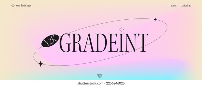 A trendy landing page and y2k aesthetics  Modern banner and blurred gradient  stylish brutalistic figures  Vector background and noise   3d holographic colors