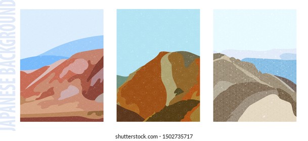 Trendy landscape backgrounds. Design Japanese pattern for booklet, cards, invitation, brochure and promotion. Mountain pattern, vector illustration