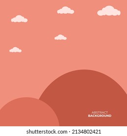 Paisaje de moda 
plantilla cuadrada de vista de colina con concepto de dibujos animados planos.
