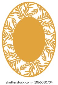 Trendy Laser cut ornamental vector template with openwork border of leaves. Luxury Greeting card, envelope, wedding invitation, decorative element. Die cut paper card with Olive Branches pattern. 