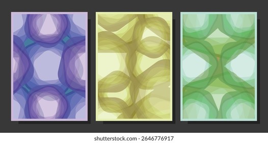Trendy layered abstract shapes template and backdrop set. Collection of modern backdrop ideas for banner, poster, brochure, screen saver, placemats. Vector illustration.