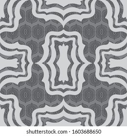 Trendy Layered Bracket shapes vector seamless repeat pattern