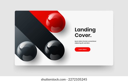 Trendy leaflet design vector illustration. Clean 3D spheres company brochure template.