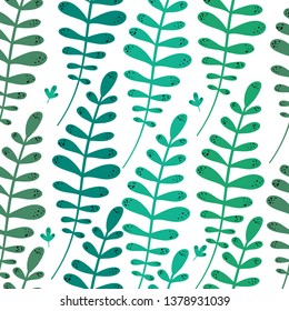 Trendy leaves seamless pattern for your design. Sketch for wrapping paper, floral textile, background fill, fabric. 
