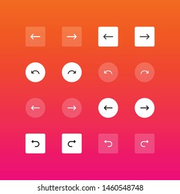 Trendy left arrow and right arrow flat icon set, undo and redo button, forward and backward icons collection for web and mobile apps.