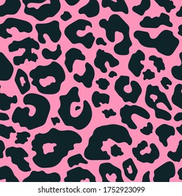 Trendy leopard abstract seamless pattern. Hand drawn wild animal cheetah skin pink texture. Fashion print design, fabric, textile, cover, wrapping paper, background, wallpaper. Vector illustration.