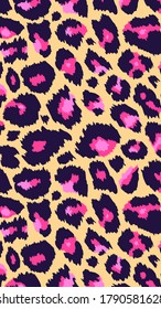 Trendy leopard abstract vertical background. Hand drawn fashionable wild animal cheetah skin pattern yellow texture for fashion design, social media banner, phone wallpaper, cover. Vector illustration