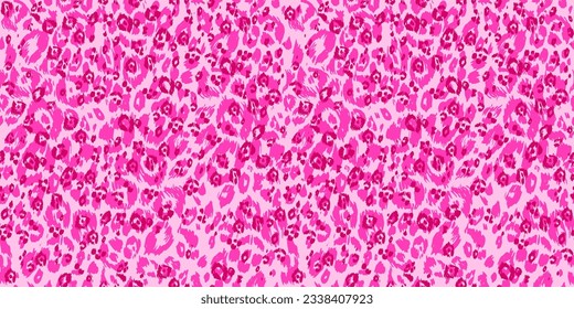 Trendy leopard animal print. Pink seamless background