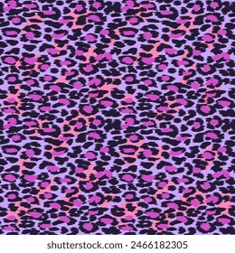 Trendy Leopard or cheetah skin seamless pattern, animal fur background, vector wild animal background in neon colors. Fabric design, wrapping paper, textile. 