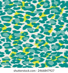 Trendy Leopard or cheetah skin seamless pattern, animal fur background, vector background in neon colors. Fabric design, wrapping paper, textile.