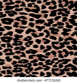 Trendy Leopard or cheetah skin seamless pattern, animal fur background, vector. Fabric design, wrapping paper, textile. 