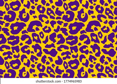 Trendy leopard pattern background. Hand drawn abstract wild animal cheetah skin brown violet texture for fashion print design, cover, banner, wallpaper. Vector illustration.