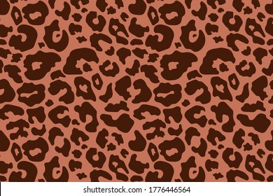 Trendy leopard pattern background. Hand drawn fashionable wild animal cheetah skin dark brown texture for fashion print design, cover, banner, wallpaper. Vector illustration.