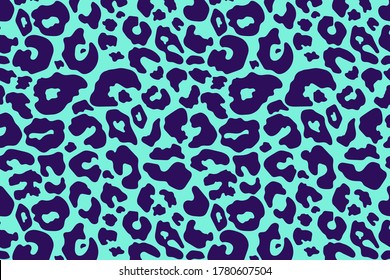 Trendy leopard pattern background. Hand drawn abstract wild animal cheetah skin blue texture for fashion print design, wallpaper, cover, banner. Vector illustration.