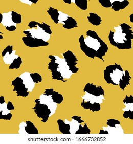 Trendy leopard pattern design. Drawing seamless pattern. Lettering poster,wallpaper, wrapping paper, t-shirt and textile graphic design. Vector