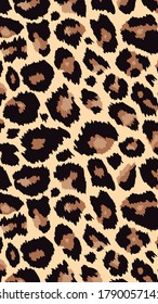 Trendy leopard pattern vertical background. Hand drawn fashionable wild animal cheetah skin natural texture for fashion design, social media banner, cover, smartphone wallpaper. Vector illustration.