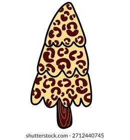 Doodle de árbol de Navidad de impresión de leopardo de moda