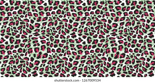 trendy leopard skin seamless pattern vector illustration background multicolor ready for fashion textile print.