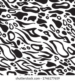 trendy leopard or tiger seamless pattern with spot silhouettes