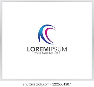 Trendy letter AC logo. initial design vector with swoosh