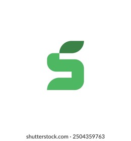 Trendy letter S and leaf logo in a modern style with green color.