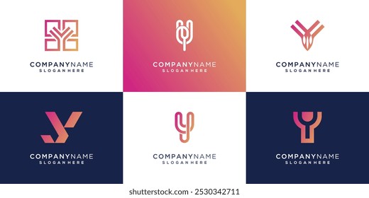 Trendy letter Y logo vector collection. Abstract icon initials monogram design illustration template.	
