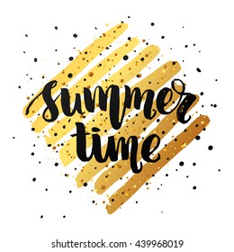 trendy lettering poster. Hand drawn calligraphy. concept handwritten poster. "summer time" creative graphic template brush fonts inspirational quotes