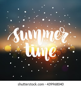 trendy lettering poster. Hand drawn calligraphy. concept handwritten poster. "summer time" creative graphic template brush fonts inspirational quotes