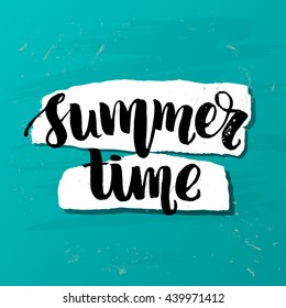 trendy lettering poster. Hand drawn calligraphy. concept handwritten poster. "summer time" creative graphic template brush fonts inspirational quotes