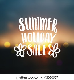 trendy lettering poster. Hand drawn calligraphy. concept handwritten poster "summer holiday sale" creative graphic template brush fonts inspirational  