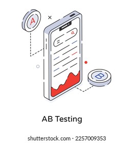 Trendy line 3d icon of ab testing 
