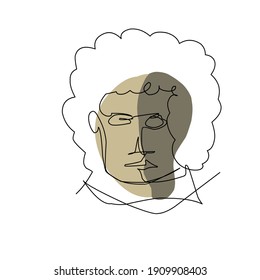 Trendy line art black man face for lifestyle design. Trendy vector style. Elegant and simple illustration. Modern minimalist abstract illustration with one line man face. Fashion