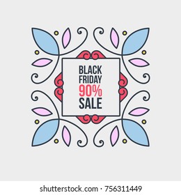 Trendy line art frame with promo text. Special offer and sale design. Vector illustration