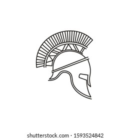 Trendy Line art Spartan Warrior Helmet logo design.