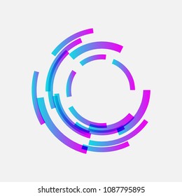 Trendy Line and Circle form technology logo icon with abstract shape.