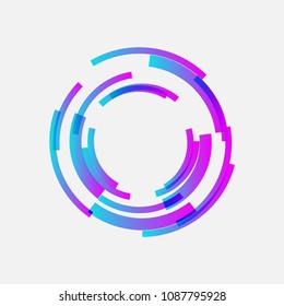 Trendy Line and Circle form technology logo icon with abstract shape.