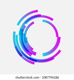Trendy Line and Circle form technology logo icon with abstract shape.