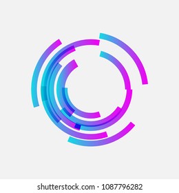 Trendy Line and Circle form technology logo icon with abstract shape.