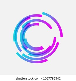 Trendy Line and Circle form technology logo icon with abstract shape.