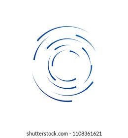 Trendy Line and Circle form technology logo icon with abstract shape. And blue color.