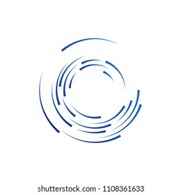 Trendy Line and Circle form technology logo icon with abstract shape. And blue color.
