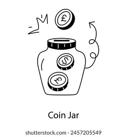 A trendy line icon of coin jar 