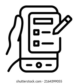 Trendy line icon of mobile notes

