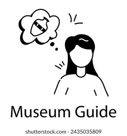 Trendy line icon of a museum guide 