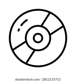 A trendy line icon representing journalism compact disc storage technology systems
