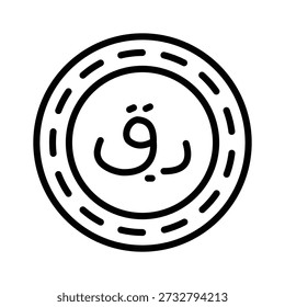 Trendy line icon showing qatari riyal currency concept