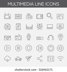 Trendy line icons - Multimedia