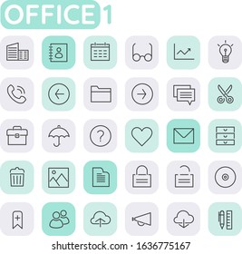 Trendy line icons - Office icons collection, set 1