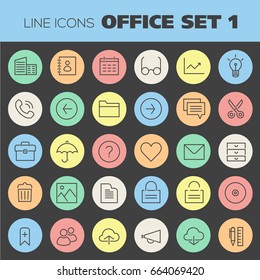 Trendy line icons - Office icons collection, set 1